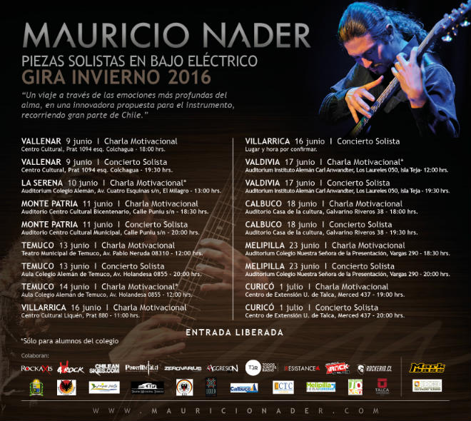 Afiche Gira Invierno 2016 Mauricio Nader Solista Baja