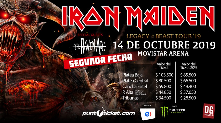 Precios para Iron Maiden en Movistar Arena, 14 de Octubre de 2019