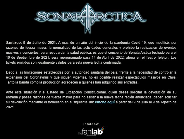 Sonata Arctica en Chile (2022)